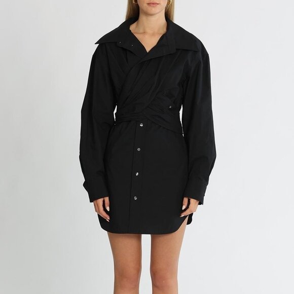 ALEXANDER WANG Ruched cotton-poplin mini shirt dress - Picture 3 of 4